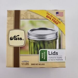 Kerr Wide Mouth Canning/Mason Jar Lids. Box of 12 Suretight Lids. 2139399